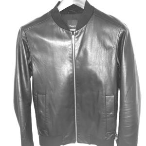 Theory Lambskin Leather Bomber Jacket
